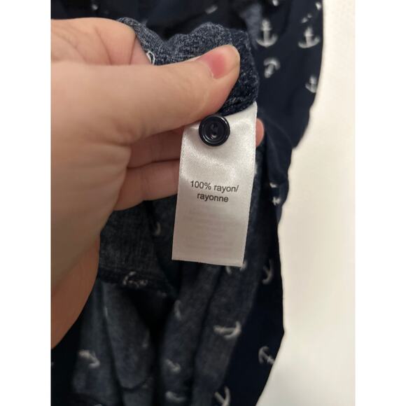 Maurices Navy Blue Anchor Print Sleeveless Pockets Romper Ruffle Detail Size M - Picture 6 of 10